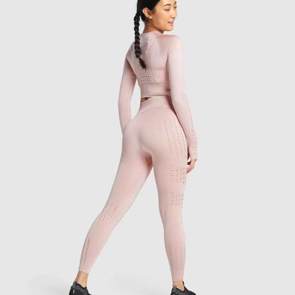 Gymshark Glow Long-sleeve Seamless Crop and Leggings Set (M) - Picture 3 of 6